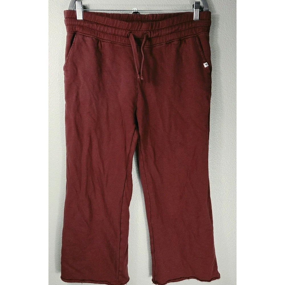 Pact Organic Cotton Burgundy Cropped Sweatpants Women's XS Drawstring